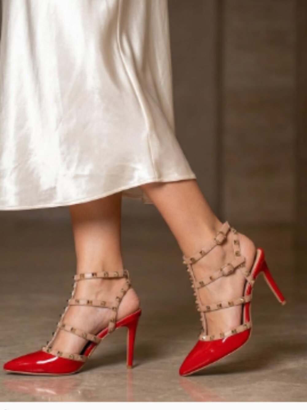 NEW MIX No 6 Black Patent Nude Gold Studded Strappy Heels Stud